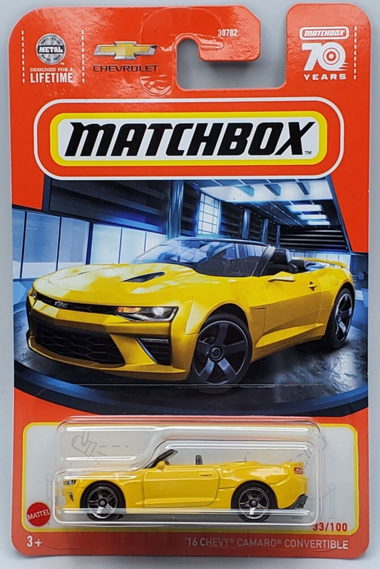 Matchbox 2023 #033/100 '16 Chevy Camaro Convertible, yellow