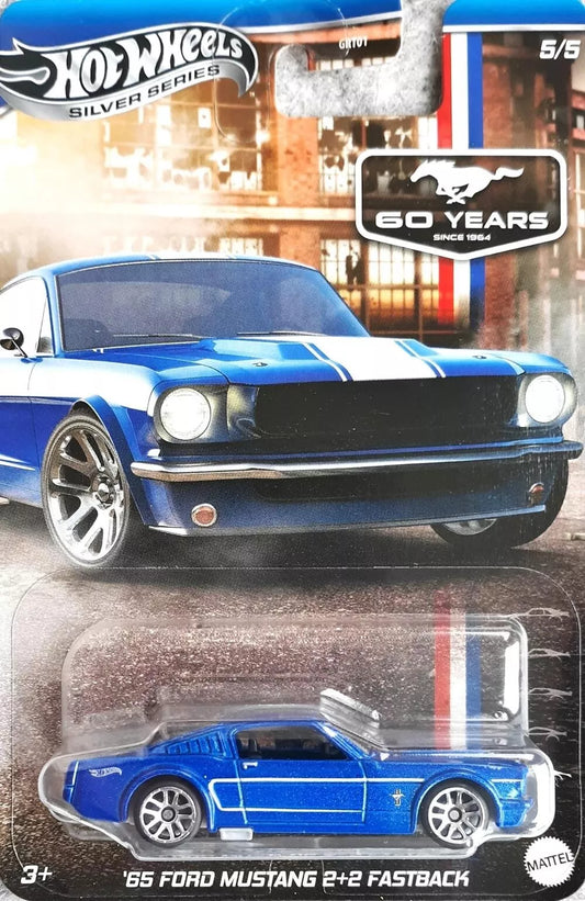 Hot Wheels 2024 Mustang 50 Years 5/5, '65 Ford Mustang 2+2 Fastback, blue