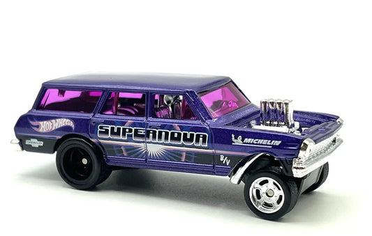 Hot Wheels 2023 #145/250 '64 Nova Wagon Gasser, NEW/LOOSE, metallic purple