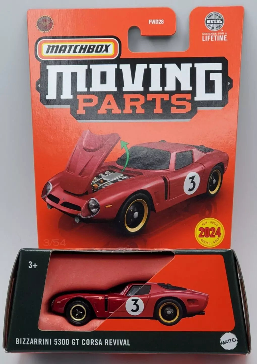 Matchbox 2024 Moving Parts Bizzarrini 5300 GT Corsa Revival, red