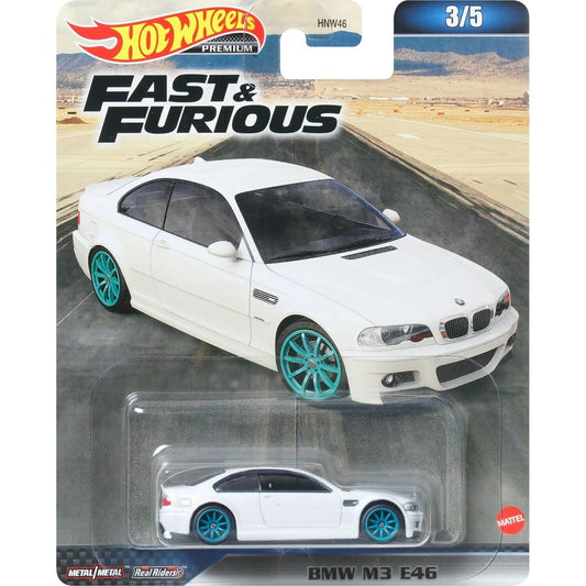 Hot Wheels Premium 2023 Fast & Furious 3/5 BMW M3 E46, white
