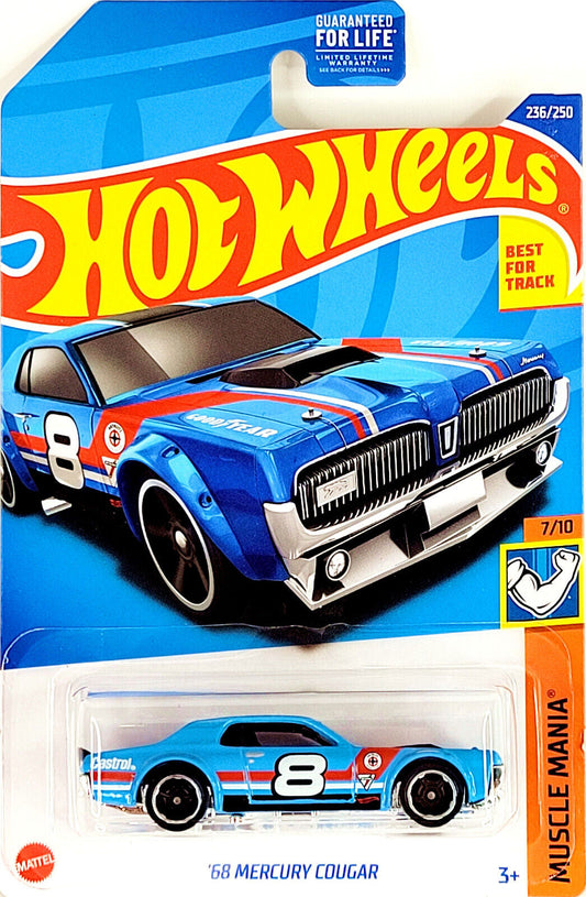 Hot Wheels 2022 #236/250 '68 Mercury Cougar, light blue