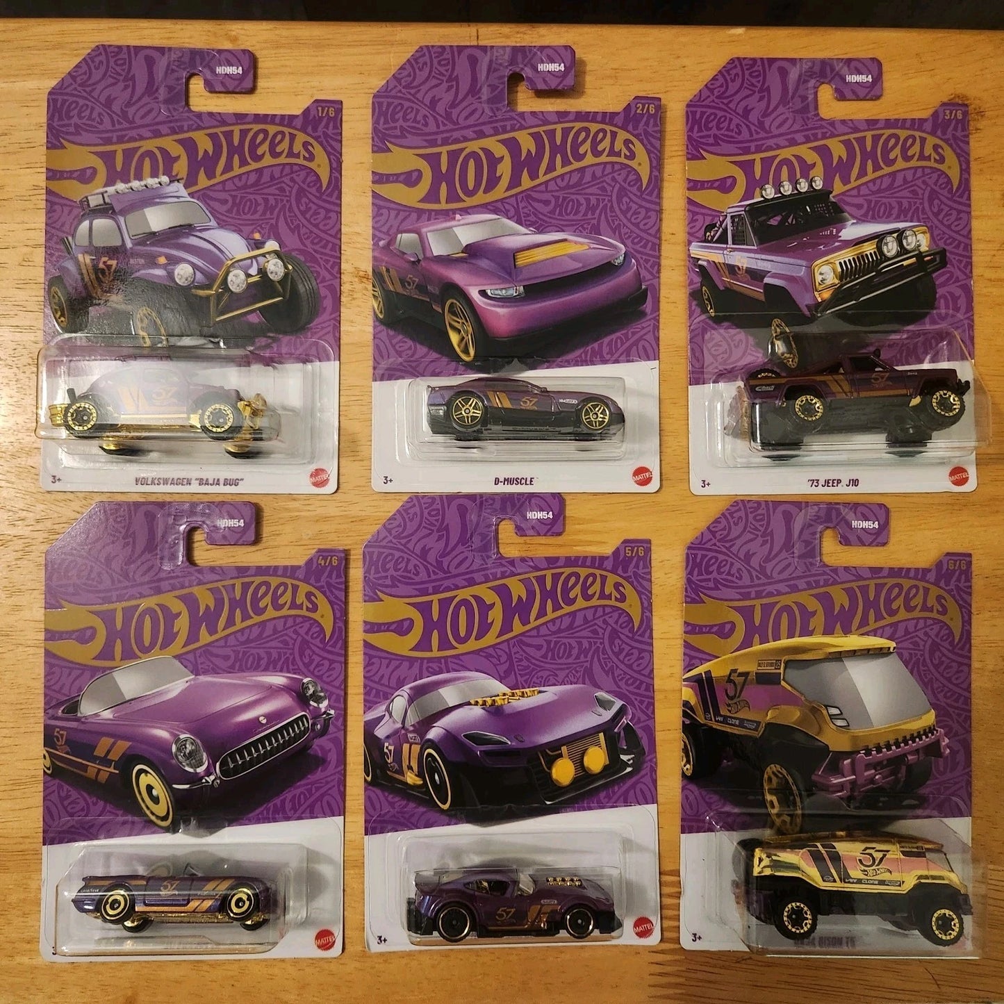 Hot Wheels 2025 57th Anniversary mix A, Set 1-6, with chase