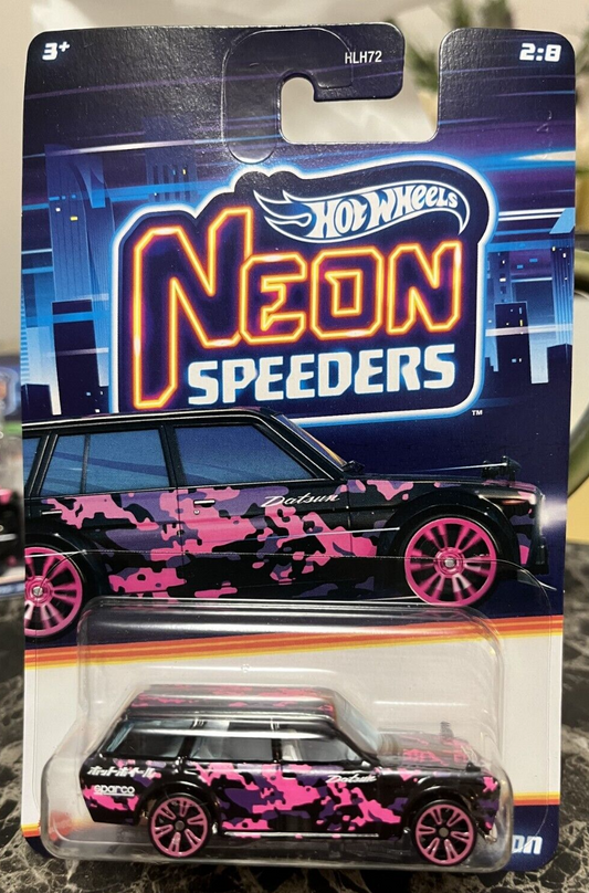 Hot Wheels 2024 Neon Speeders Mix A 2/8 Datsun 510 Wagon, black