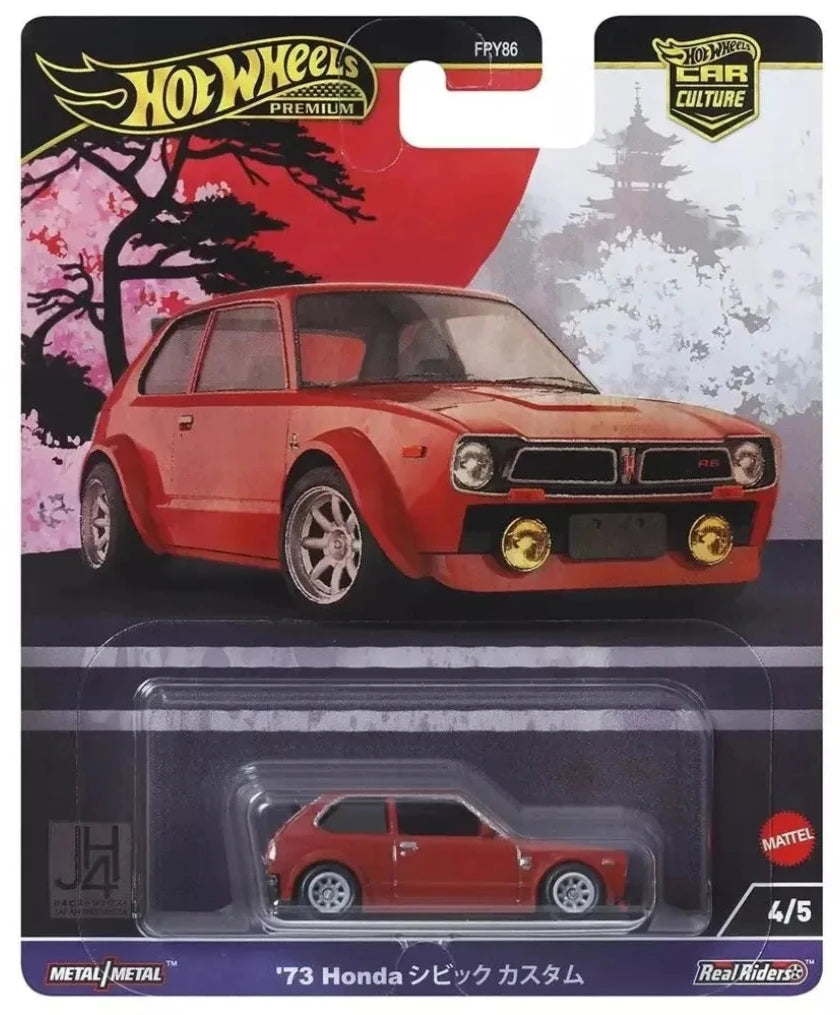 Hot Wheels 2024 Japan Historics 4/5 '73 Honda Civic Custom, red