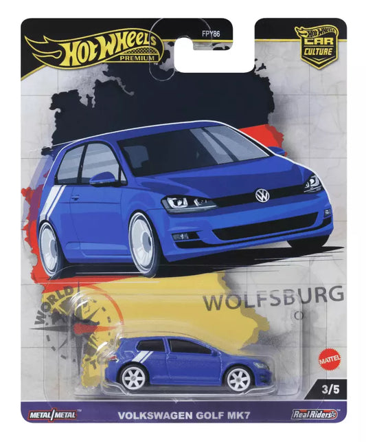 Hot Wheels Premium 2024 World Tour 3/5Volkswagen Golf MK7, blue