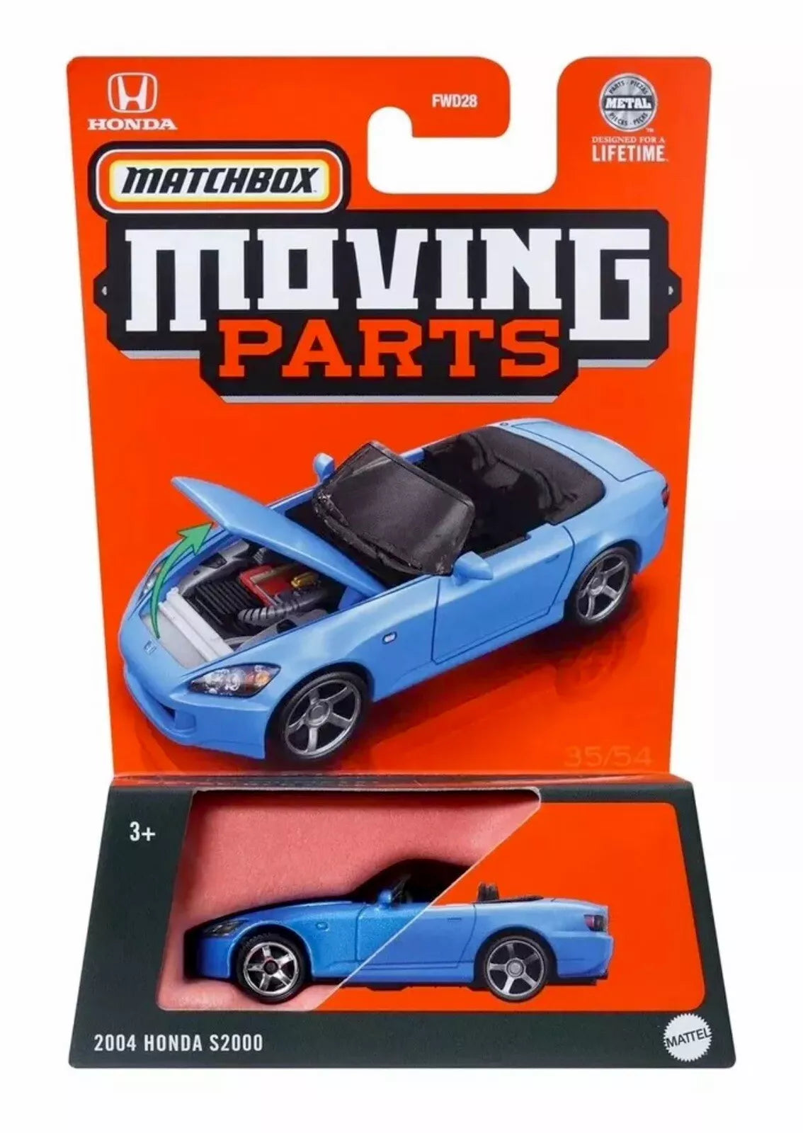 Matchbox 2024 Moving Parts 2004 Honda S2000, blue