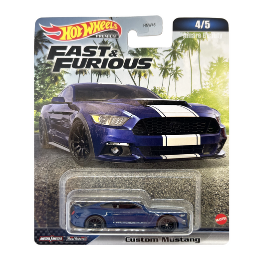 Hot Wheels Premium 2023 Fast & Furious 4/5 Custom Mustang, dark blue