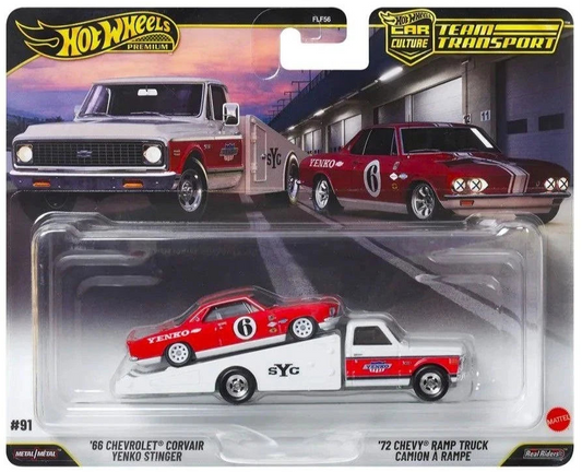 Hot Wheels Car Culture Team Transport #91, '66 Chevrolet Corvair Yenko Stinger & '72 Chevy Ramp Truck