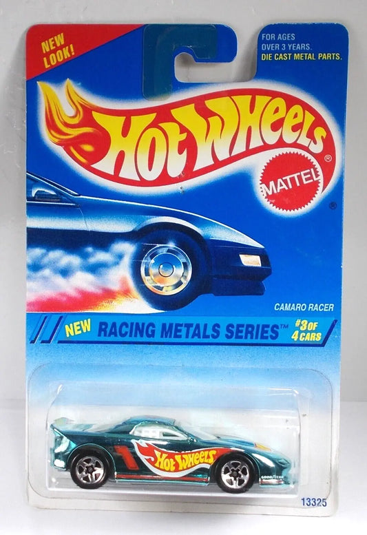 Hot Wheels 1995 Racing Metals Series #3/5 Camaro Racer, blueish chrome