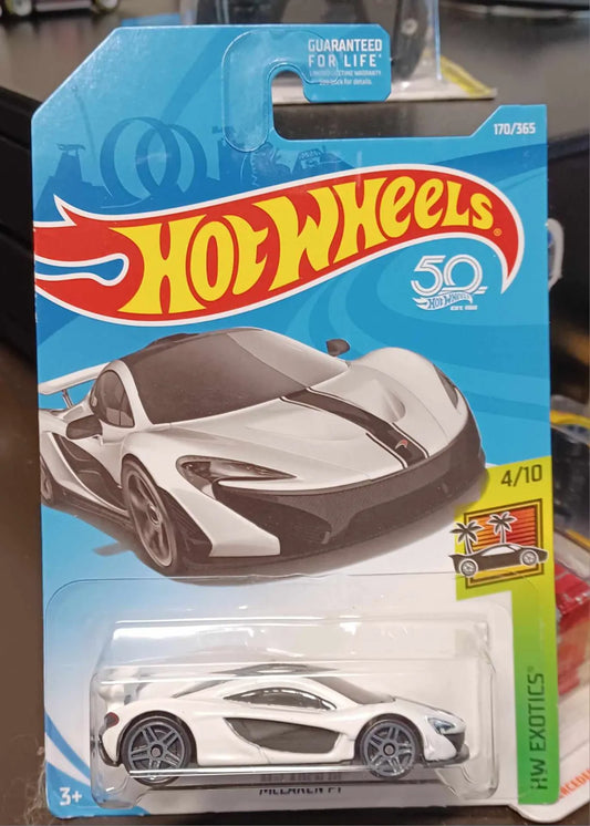 Hot Wheels 2018 #170/365 McLaren P1, Alaskan diamond white