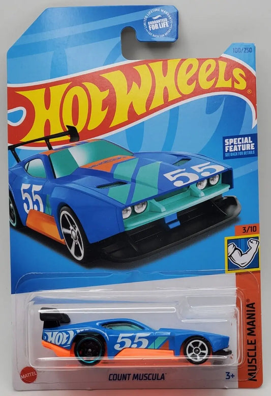 Hot Wheels 2023 #100/250 Count Muscula, light blue