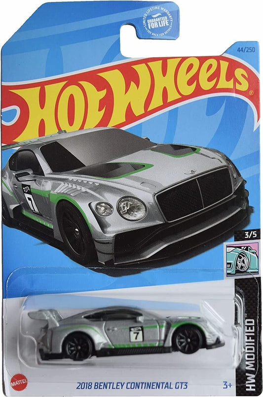 Hot Wheels 2023 #044/250 2018 Bentley Continental GT3, metalflake silver