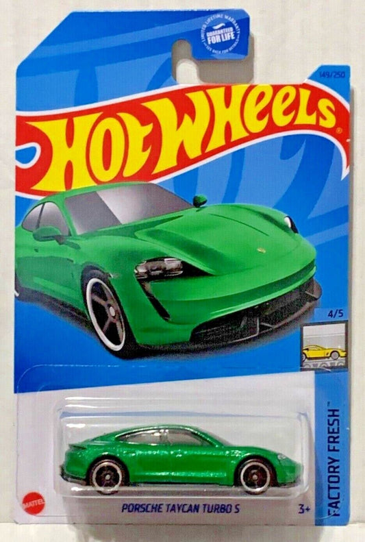 Hot Wheels 2023 #149/250 Porsche Taycan Turbo S, metalflake mamba green
