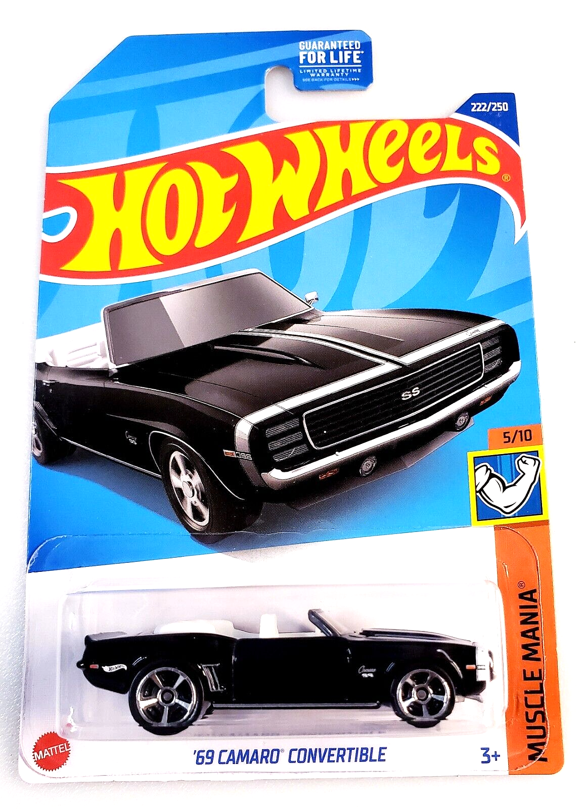 Hot Wheels 2022 #222/250 '69 Camaro Convertible, black