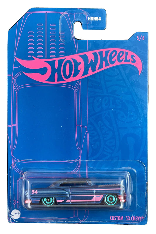 Hot Wheels 2022 54th Anniversary Blue & Pink 5/6 Custom '53 Chevy