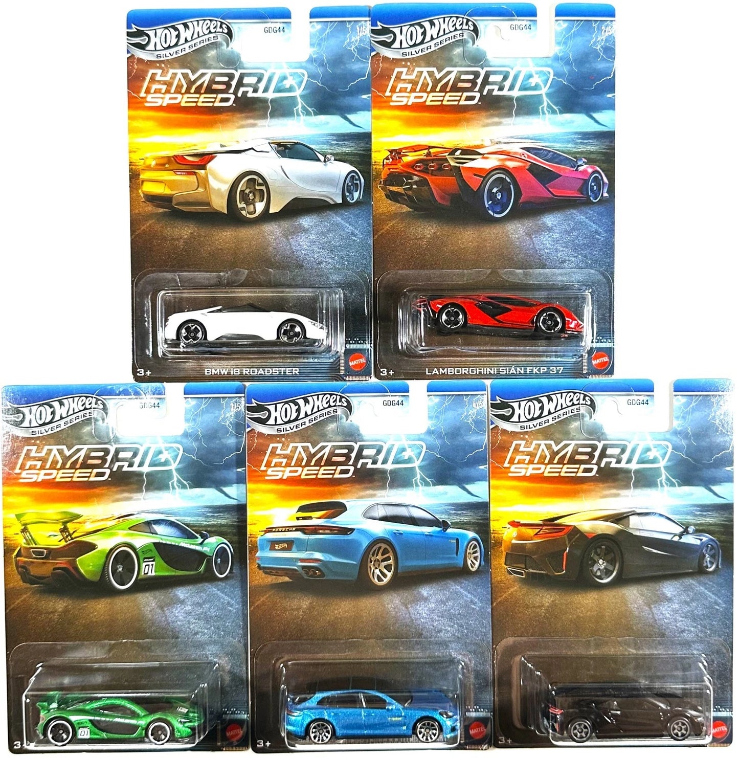 Hot Wheels 2025 Silver Label Hybrid Speed Full Set, 5 Cars