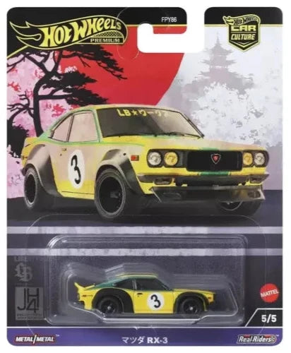 Hot Wheels 2024 Japan Historics 5/5 Mazda RX-3, yellow/green