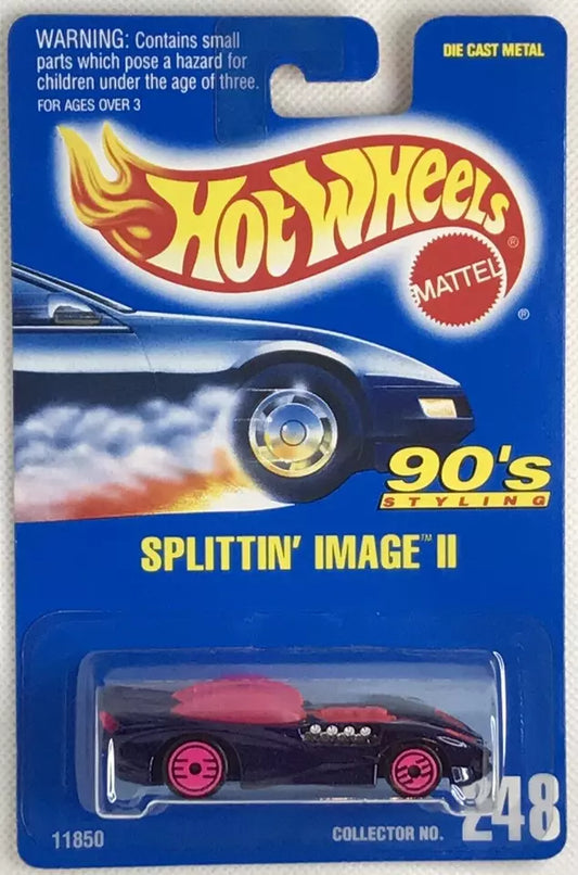 Hot Wheels 1995 #248 Splittin' Image II, purple (pink windows and UH rim version)