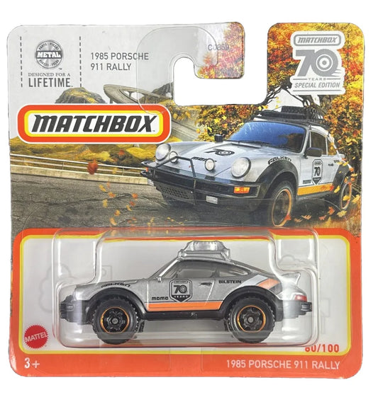 Matchbox 2023 #080/100 1985 Porsche 911 rally, SHORT CARD, silver