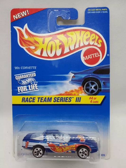 Hot Wheels 1997 Race Team Series III #4/4 80s Corvette, HW racing blue