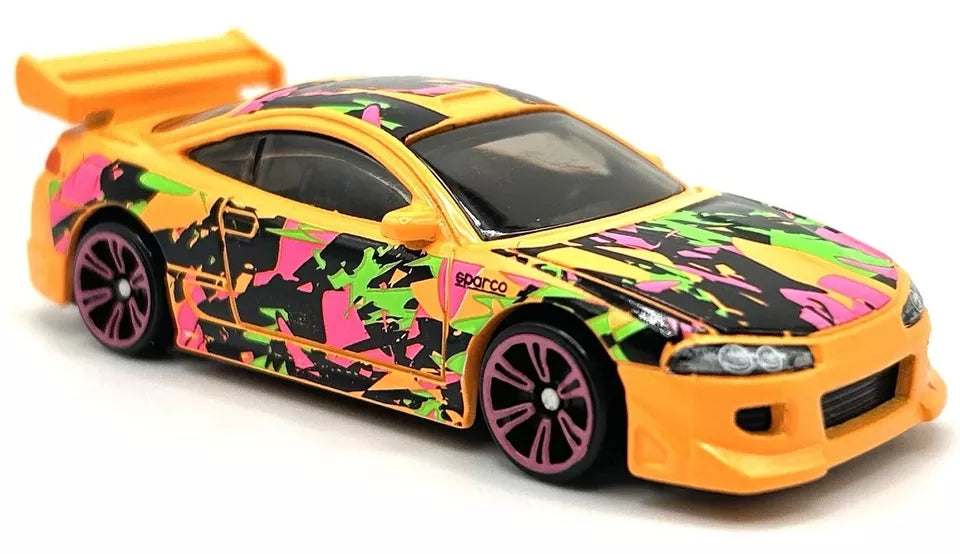 Hot Wheels 2024 Neon Speeders Mix A 5/8 1995 Mitsubishi Eclipse, NEW/LOOSE, orange