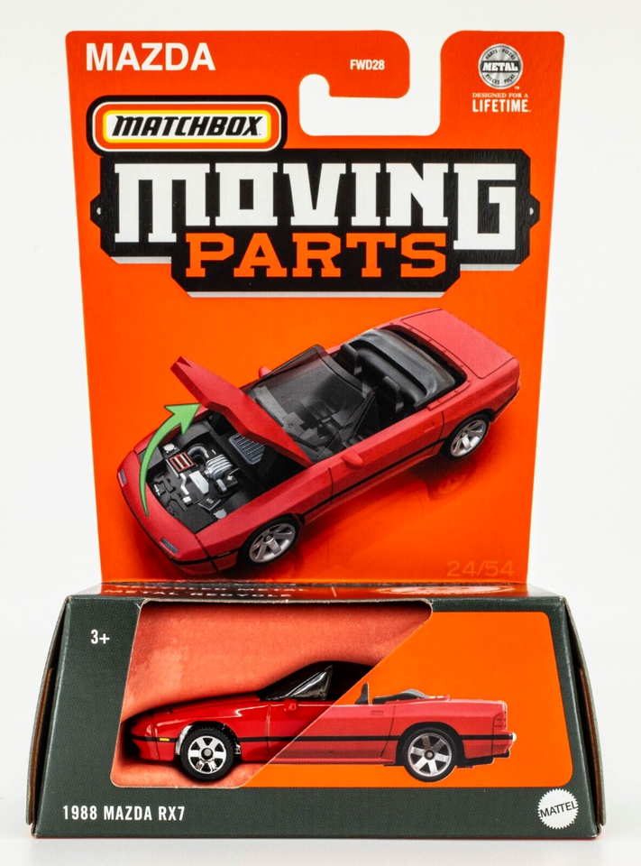 Matchbox 2024 Moving Parts 1988 Mazda RX7, red