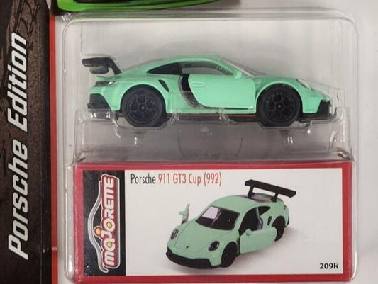 Majorette Porsche Edition Porsche 911 GT3 Cup (992), NEW/LOOSE, mint green w/box