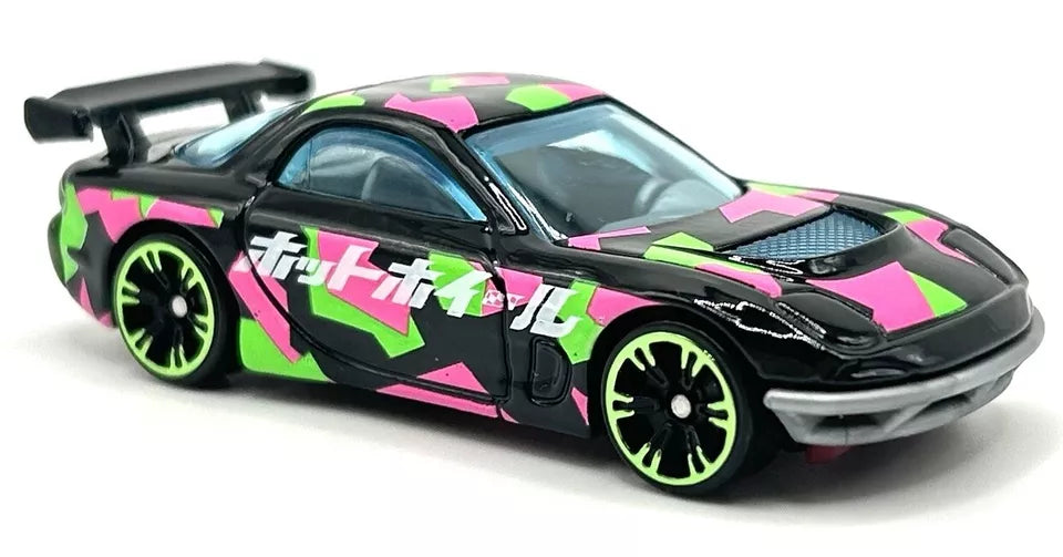 Hot Wheels 2024 Neon Speeders Mix A 4/8 '95 Mazda RX-7 Drift, NEW/LOOSE, black